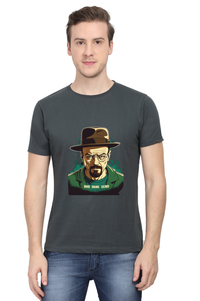 Men's Round Neck Half Sleeve T-Shirt with Breaking Bad Heisenberg Design