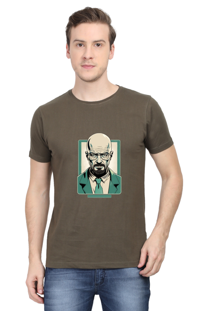 Men's Round Neck Half Sleeve T-Shirt with Breaking Bad Heisenberg Design