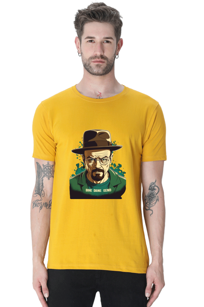 Men's Round Neck Half Sleeve T-Shirt with Breaking Bad Heisenberg Design