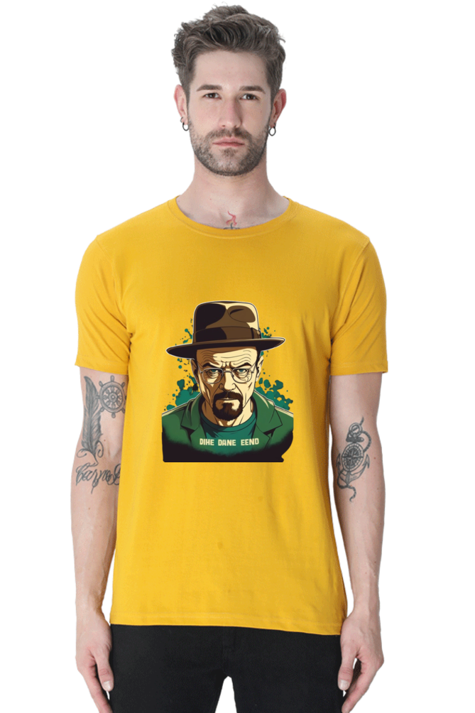 Men's Round Neck Half Sleeve T-Shirt with Breaking Bad Heisenberg Design