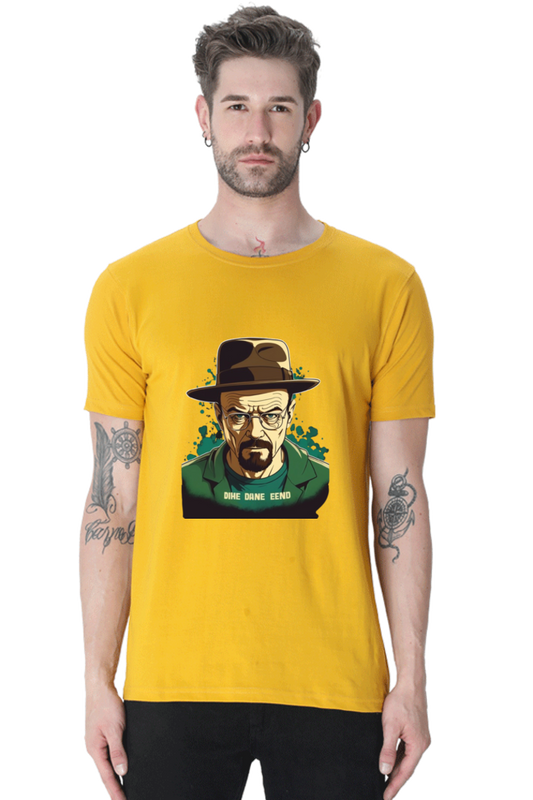 Men's Round Neck Half Sleeve T-Shirt with Breaking Bad Heisenberg Design