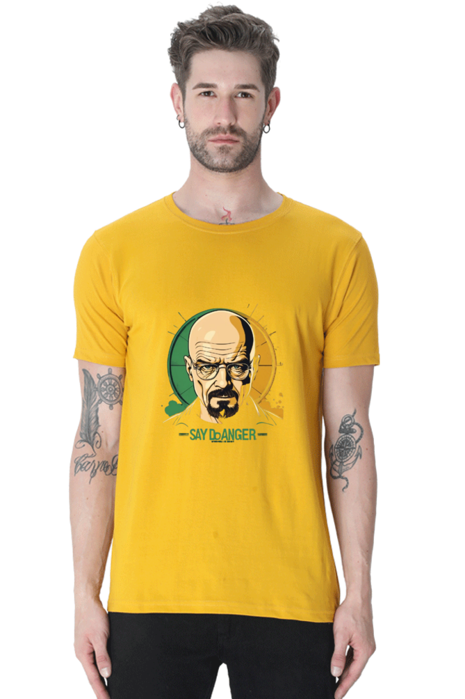 Men's Round Neck Half Sleeve T-Shirt with Breaking Bad Heisenberg Design