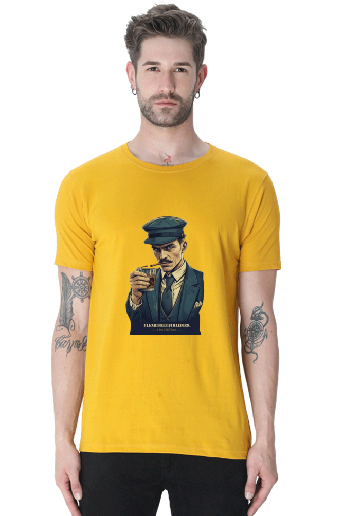 Men's Round Neck Half Sleeve T-Shirt with Peaky Blinders Design