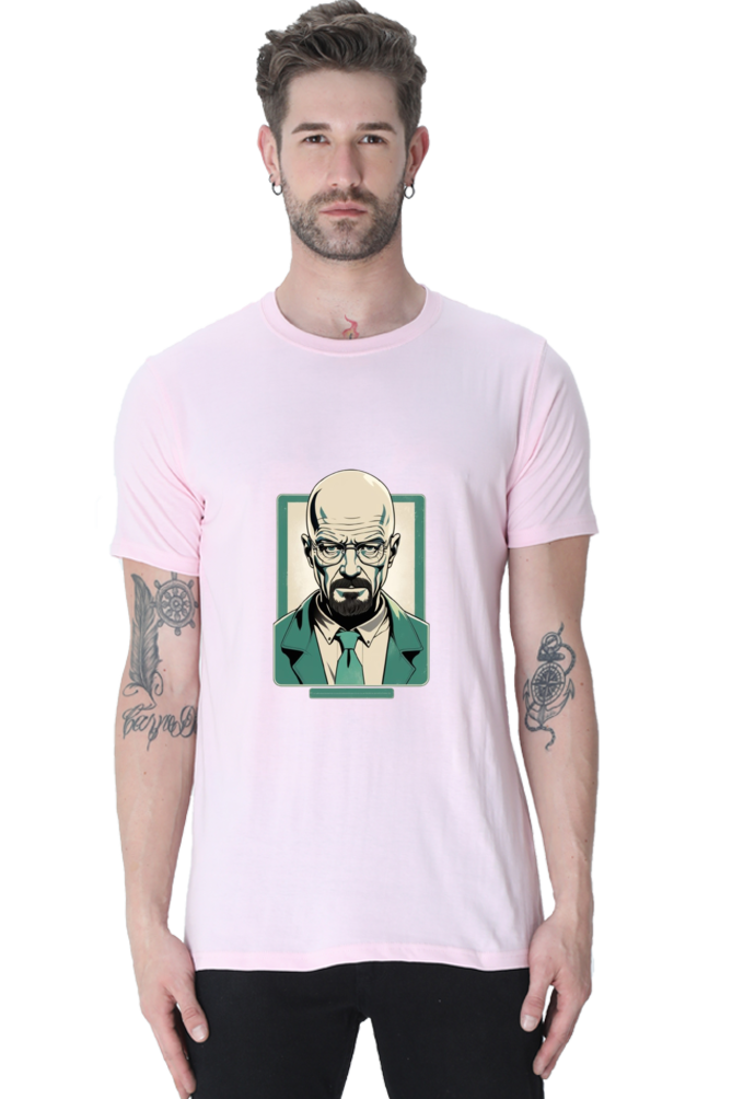 Men's Round Neck Half Sleeve T-Shirt with Breaking Bad Heisenberg Design