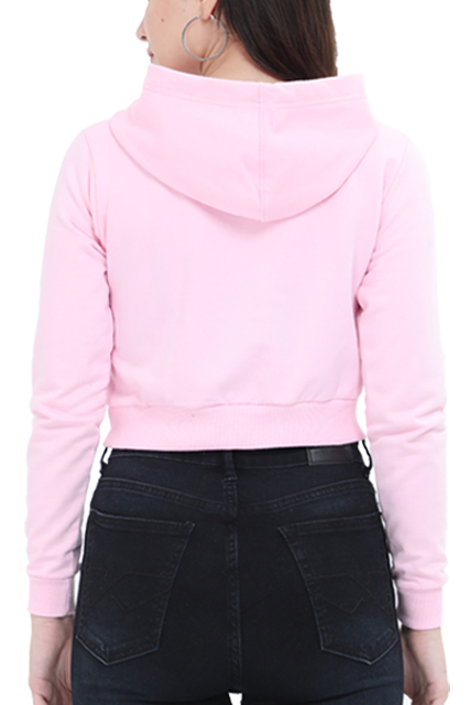 Stylish Female Crop Hoodie with Cool Lady Design