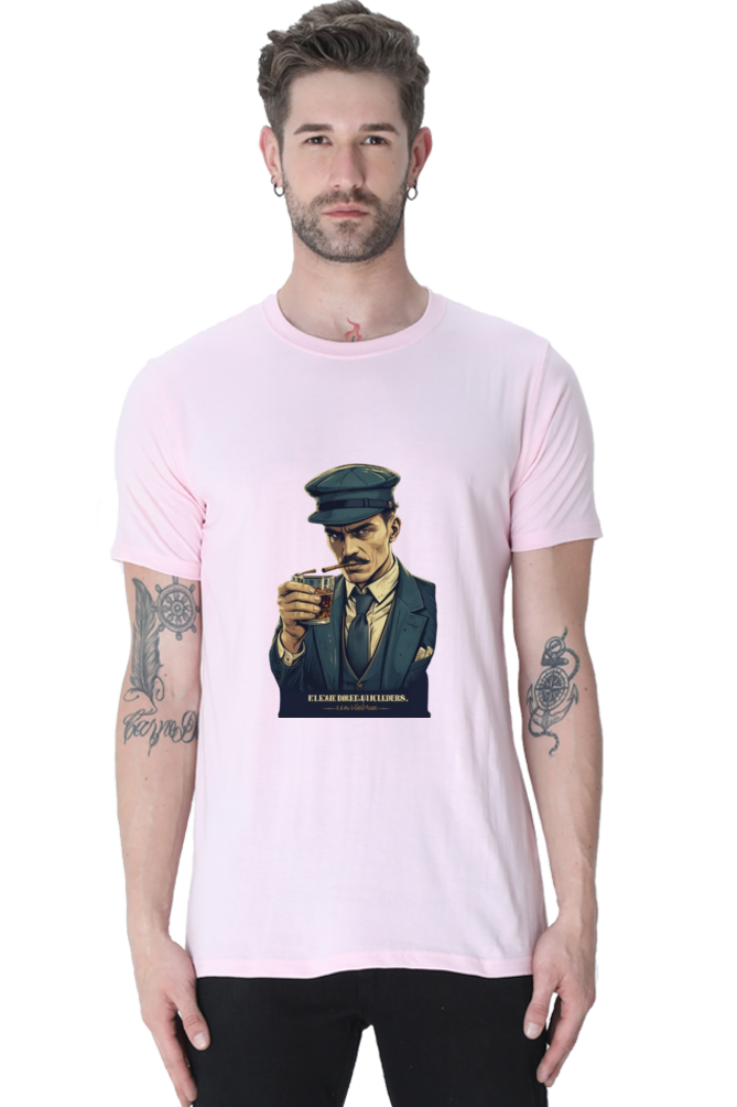 Men's Round Neck Half Sleeve T-Shirt with Peaky Blinders Design