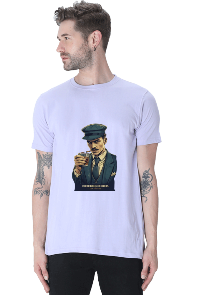 Men's Round Neck Half Sleeve T-Shirt with Peaky Blinders Design