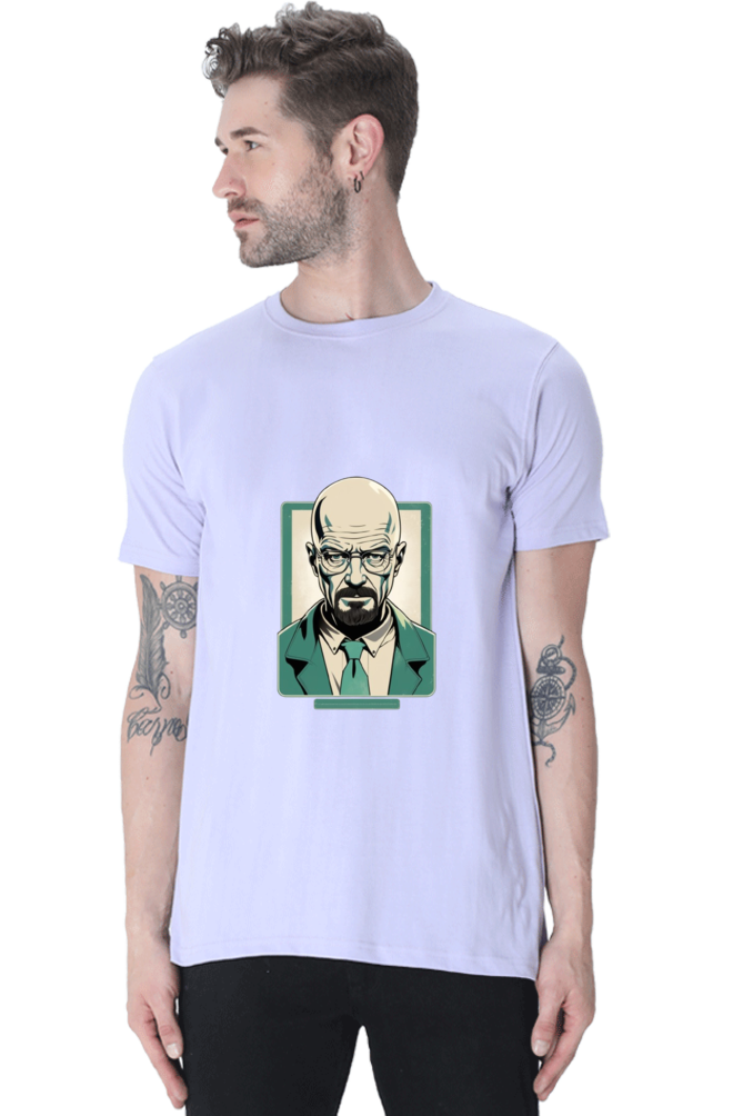 Men's Round Neck Half Sleeve T-Shirt with Breaking Bad Heisenberg Design