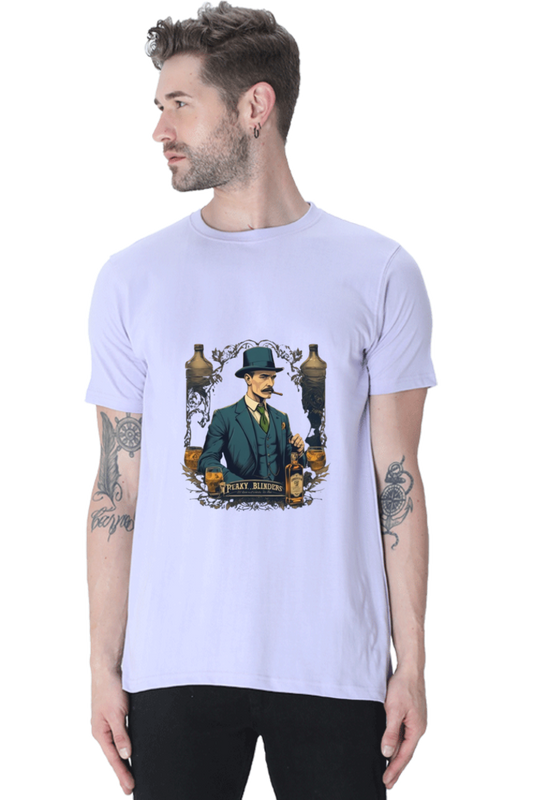 Men's Round Neck Half Sleeve T-Shirt with Peaky Blinders Design