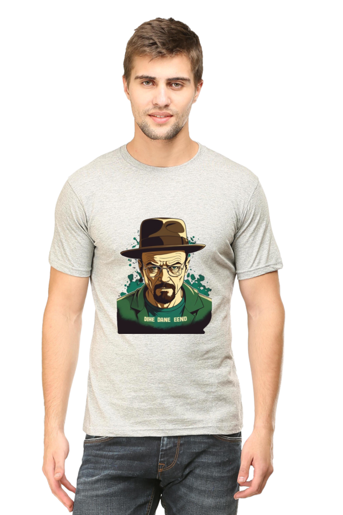 Men's Round Neck Half Sleeve T-Shirt with Breaking Bad Heisenberg Design