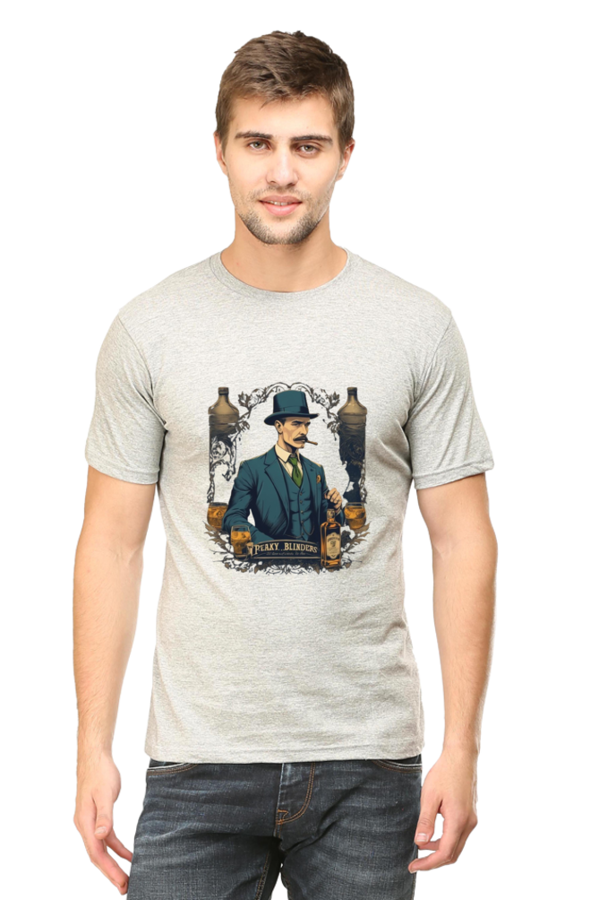 Men's Round Neck Half Sleeve T-Shirt with Peaky Blinders Design