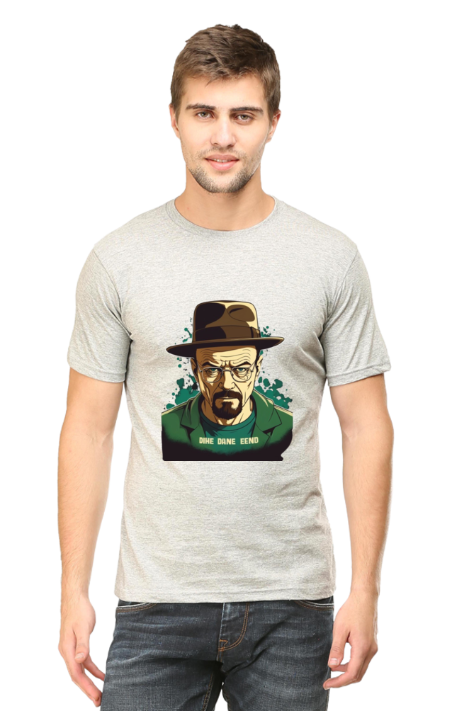 Men's Round Neck Half Sleeve T-Shirt with Breaking Bad Heisenberg Design