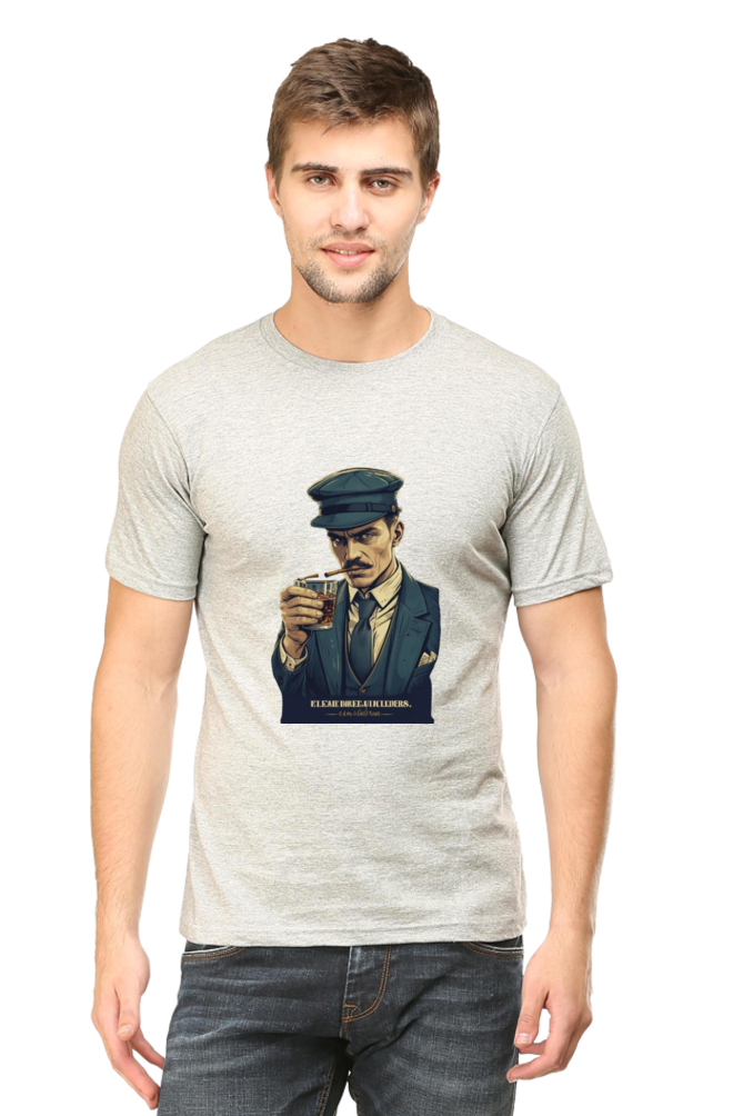 Men's Round Neck Half Sleeve T-Shirt with Peaky Blinders Design