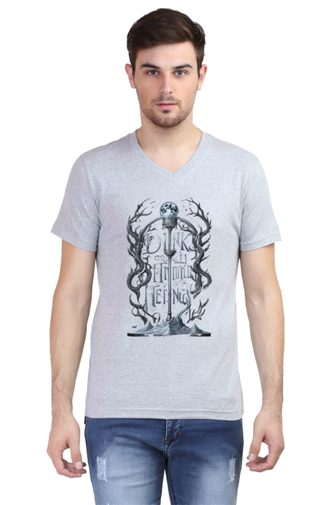 Men's V-Neck Half Sleeve T-Shirt with Game of Thrones Characters Design