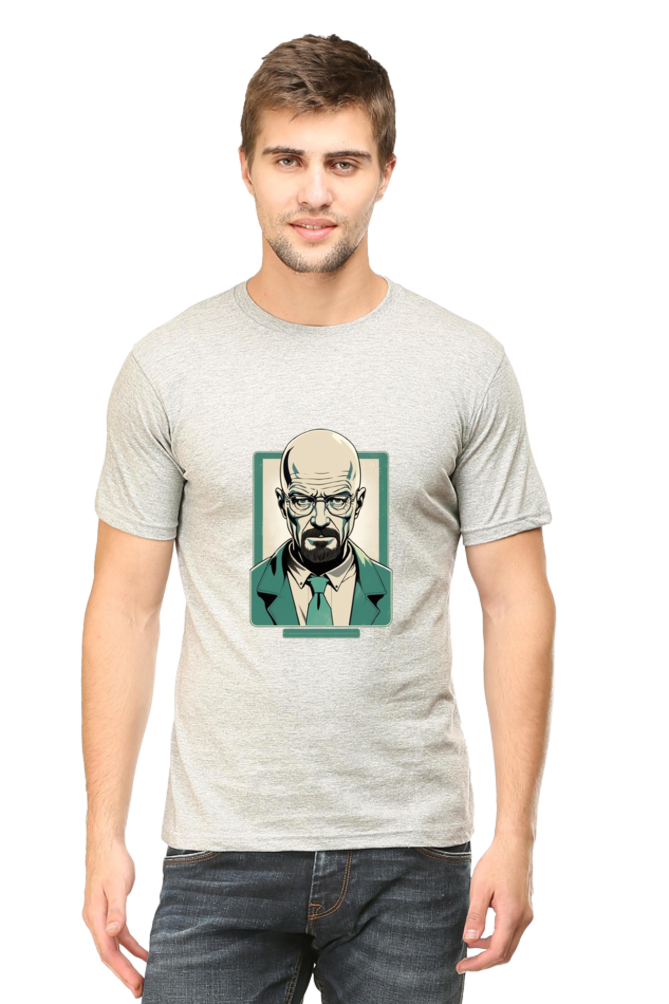 Men's Round Neck Half Sleeve T-Shirt with Breaking Bad Heisenberg Design