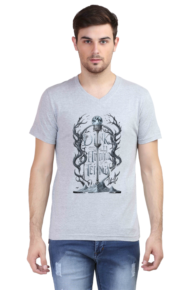 Men's V-Neck Half Sleeve T-Shirt with Game of Thrones Characters Design