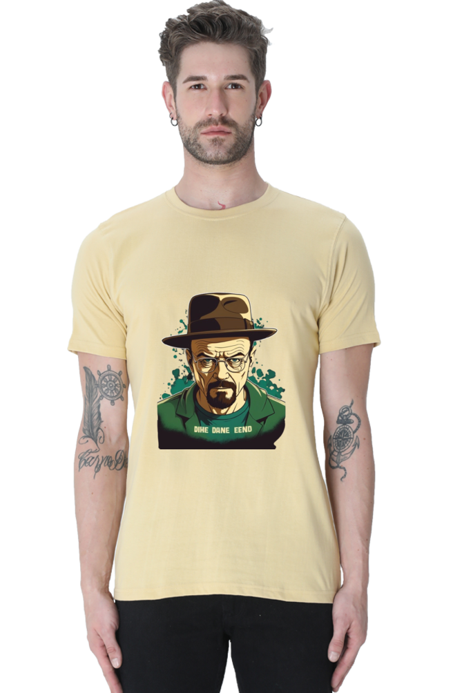 Men's Round Neck Half Sleeve T-Shirt with Breaking Bad Heisenberg Design