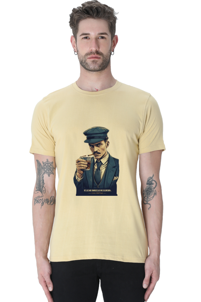 Men's Round Neck Half Sleeve T-Shirt with Peaky Blinders Design