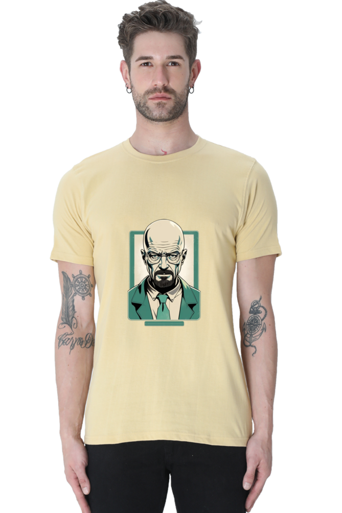 Men's Round Neck Half Sleeve T-Shirt with Breaking Bad Heisenberg Design