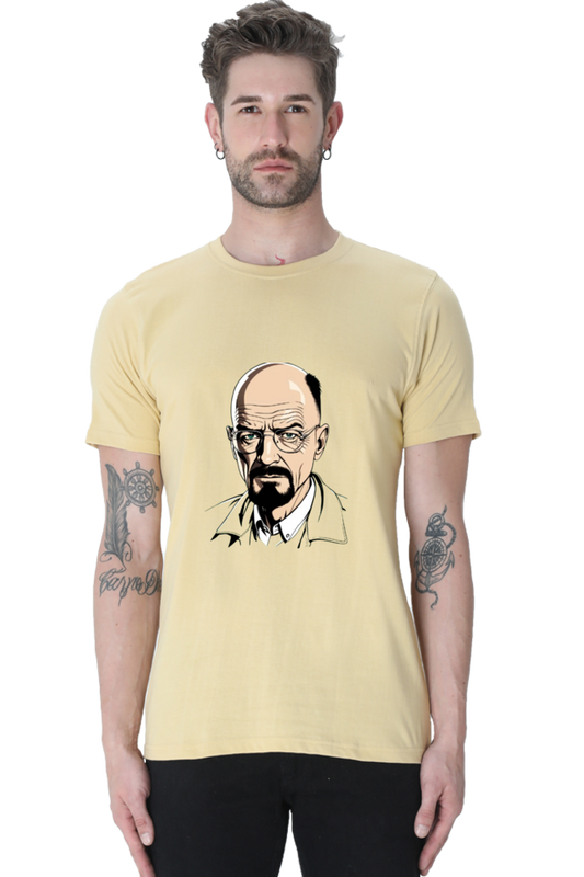 Men's Round Neck Half Sleeve T-Shirt with Breaking Bad Heisenberg Design