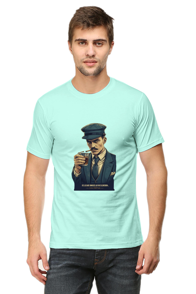 Men's Round Neck Half Sleeve T-Shirt with Peaky Blinders Design