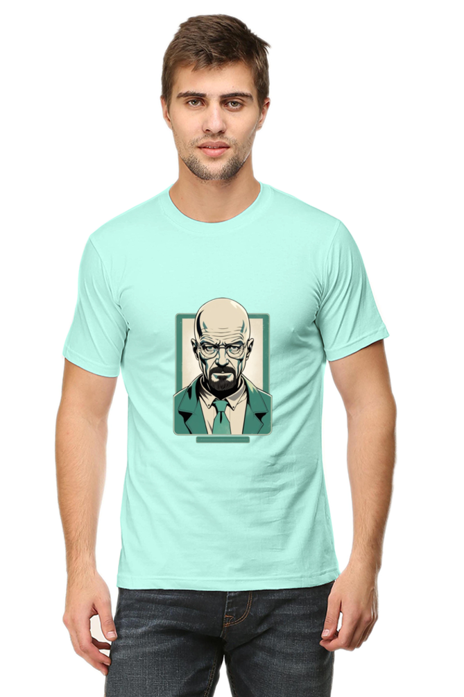 Men's Round Neck Half Sleeve T-Shirt with Breaking Bad Heisenberg Design