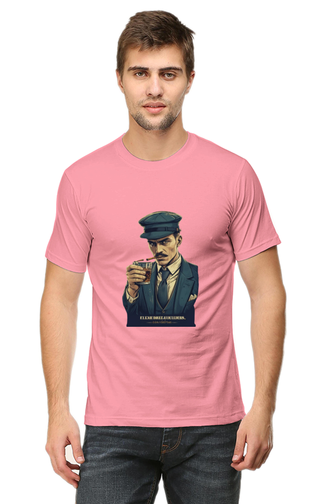 Men's Round Neck Half Sleeve T-Shirt with Peaky Blinders Design