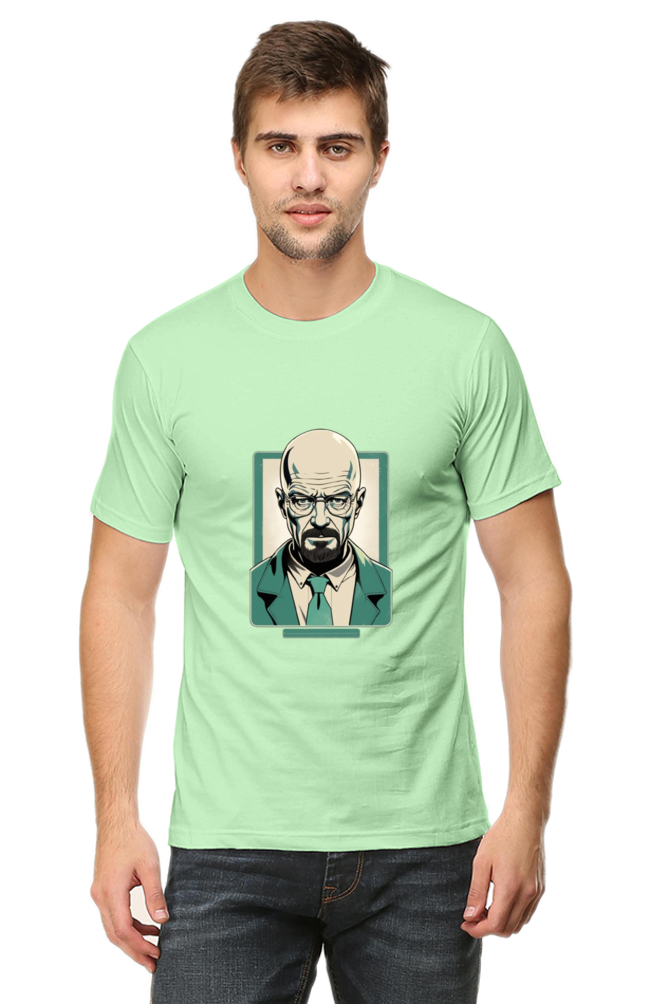 Men's Round Neck Half Sleeve T-Shirt with Breaking Bad Heisenberg Design