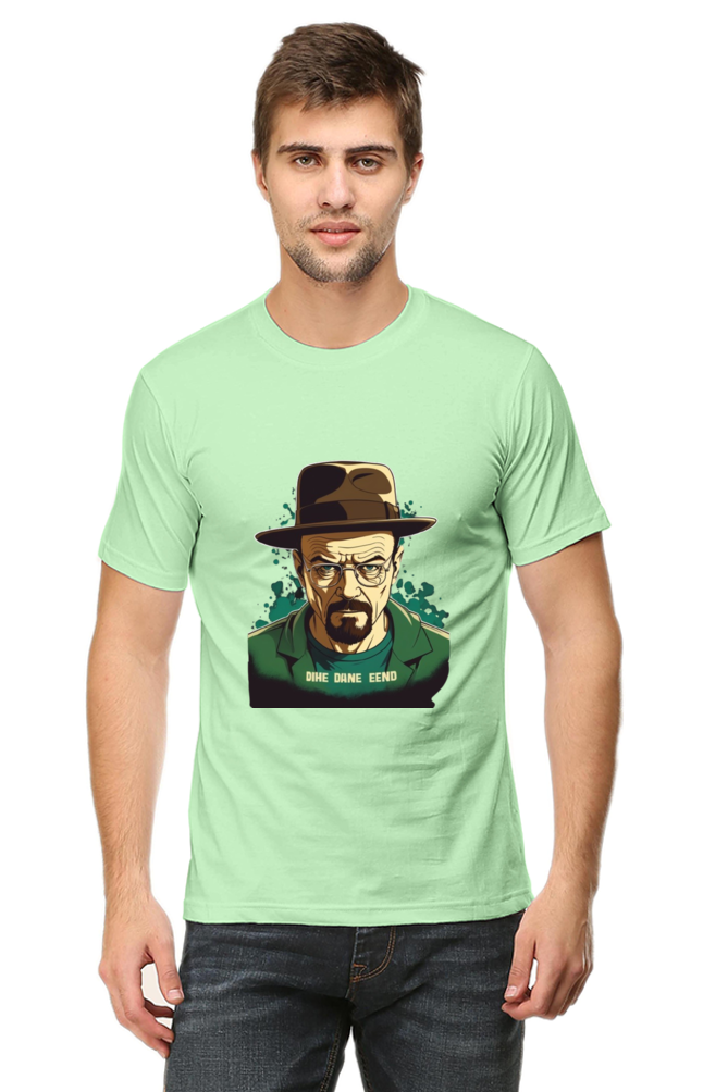 Men's Round Neck Half Sleeve T-Shirt with Breaking Bad Heisenberg Design