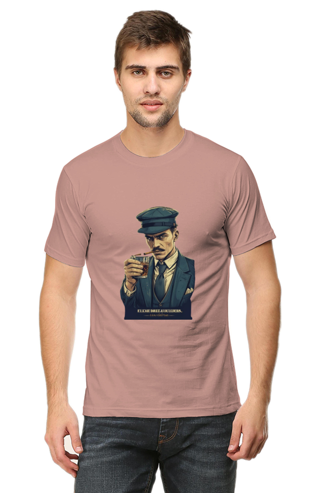 Men's Round Neck Half Sleeve T-Shirt with Peaky Blinders Design