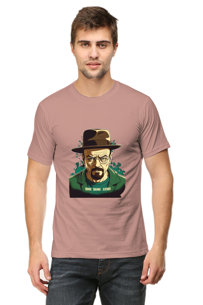 Men's Round Neck Half Sleeve T-Shirt with Breaking Bad Heisenberg Design