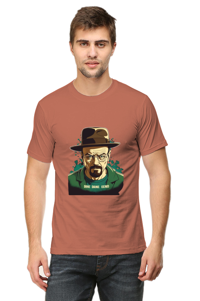 Men's Round Neck Half Sleeve T-Shirt with Breaking Bad Heisenberg Design