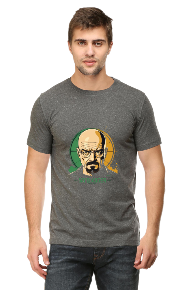 Men's Round Neck Half Sleeve T-Shirt with Breaking Bad Heisenberg Design