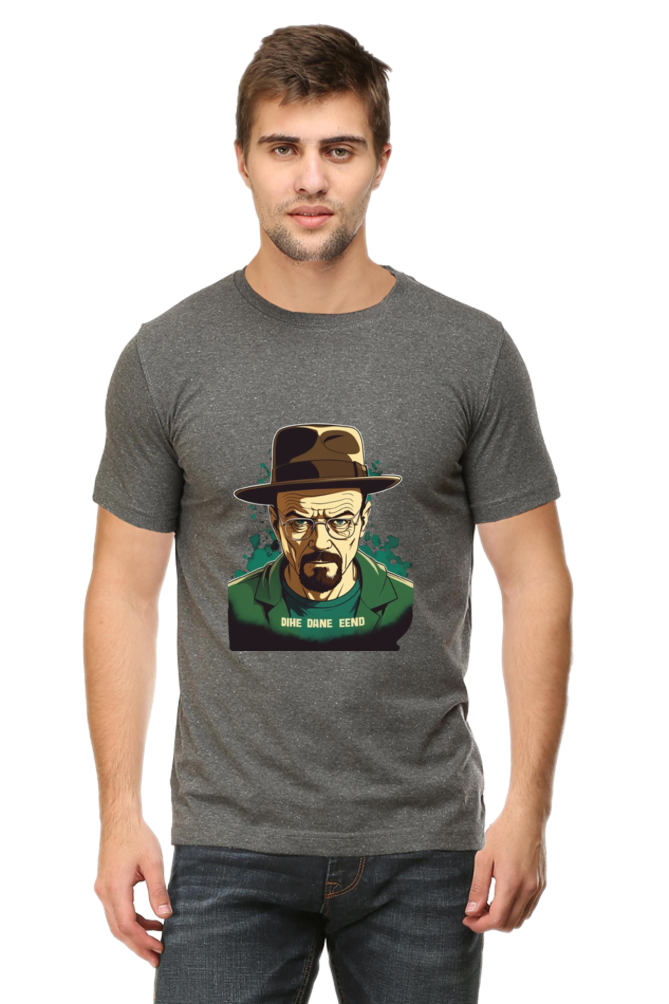 Men's Round Neck Half Sleeve T-Shirt with Breaking Bad Heisenberg Design