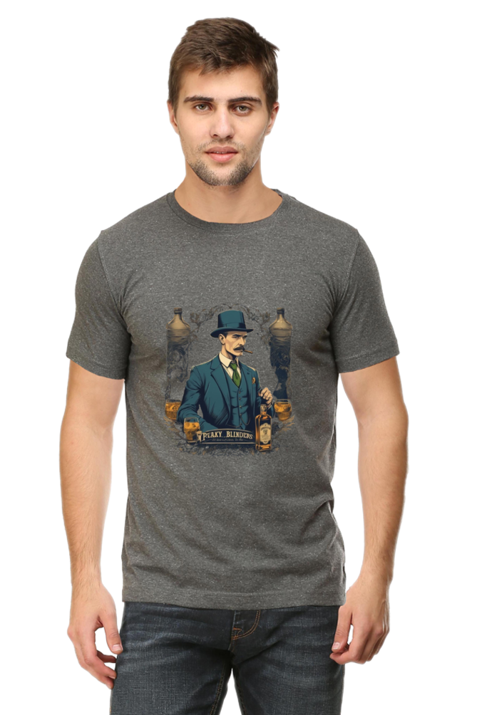 Men's Round Neck Half Sleeve T-Shirt with Peaky Blinders Design