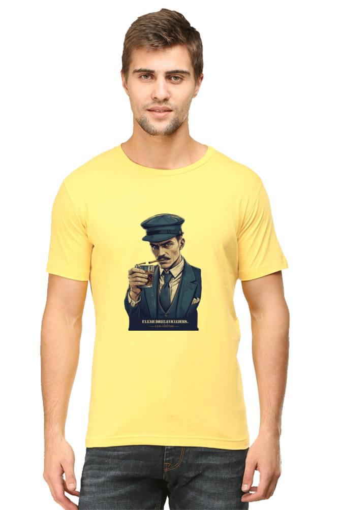 Men's Round Neck Half Sleeve T-Shirt with Peaky Blinders Design