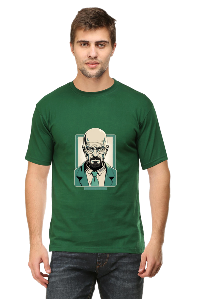 Men's Round Neck Half Sleeve T-Shirt with Breaking Bad Heisenberg Design