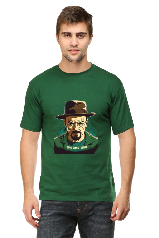 Men's Round Neck Half Sleeve T-Shirt with Breaking Bad Heisenberg Design